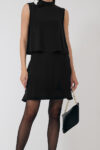 Siyah Çiçek Broşlu Kolsuz Mini Elbise A0523K573470001